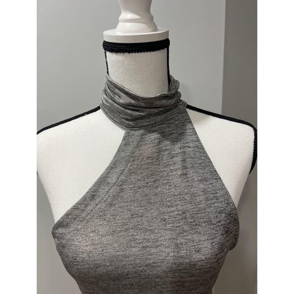 Free People Asymmetrical Metallic Halter Top Size M + Branded Tote Bag - Picture 5 of 15